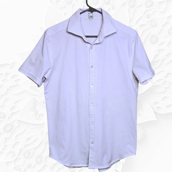 Swet Tailor White Polished Short Sleeve Collared Button Up Shirt - Picture 2 of 6